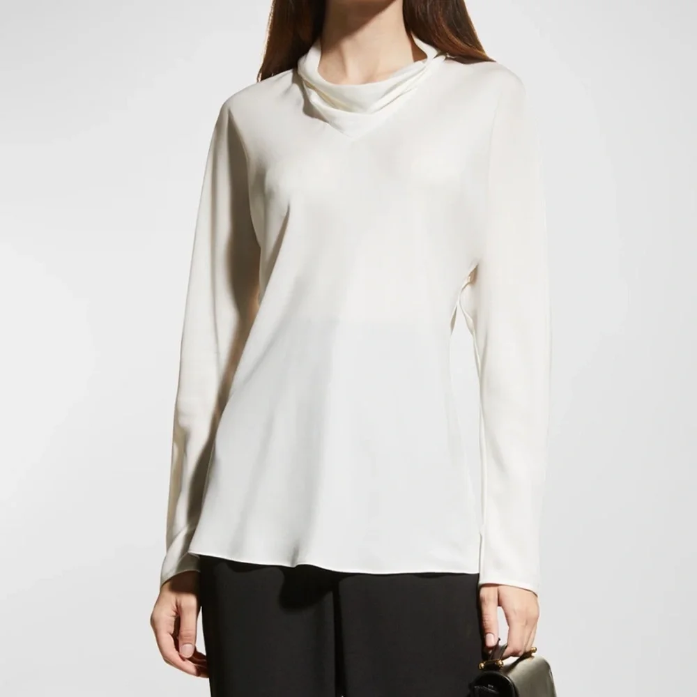 Lafayette 148 New York Silk Cowl Neck Large - Picture 3 of 8